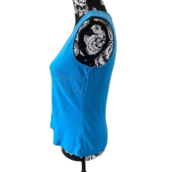 Embroidered Wide Strap Tank Top Boho Bohemian Summer Cotton Wmns Sz Small Blue - Picture 3 of 12